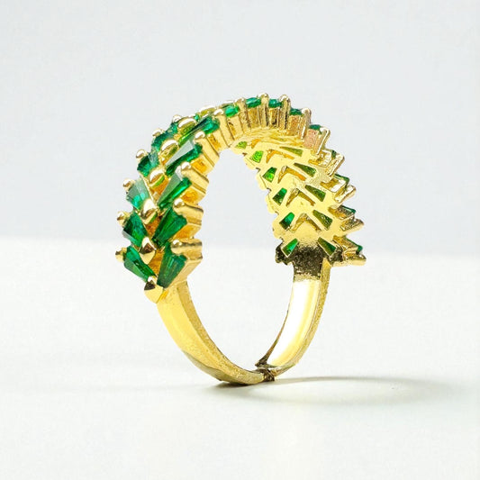 Gaia Gold Gemstone Ring | Emerald Green | Adjustable