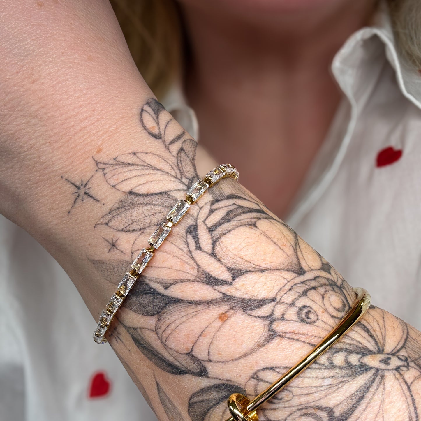 Linzi Gold Gemstone Tennis Bracelet | Clear
