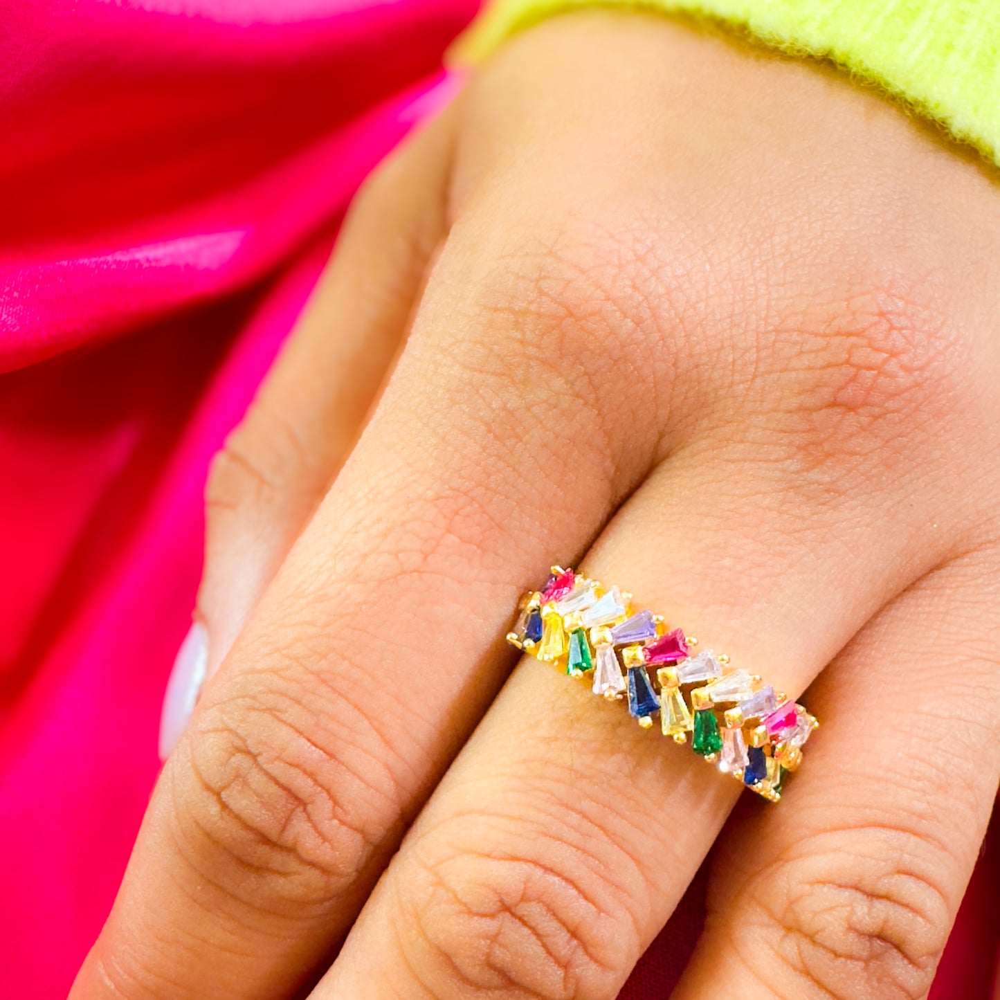 Gaia Gold Gemstone Ring | Multicolour | Adjustable - Razzle and Rose Jewellery