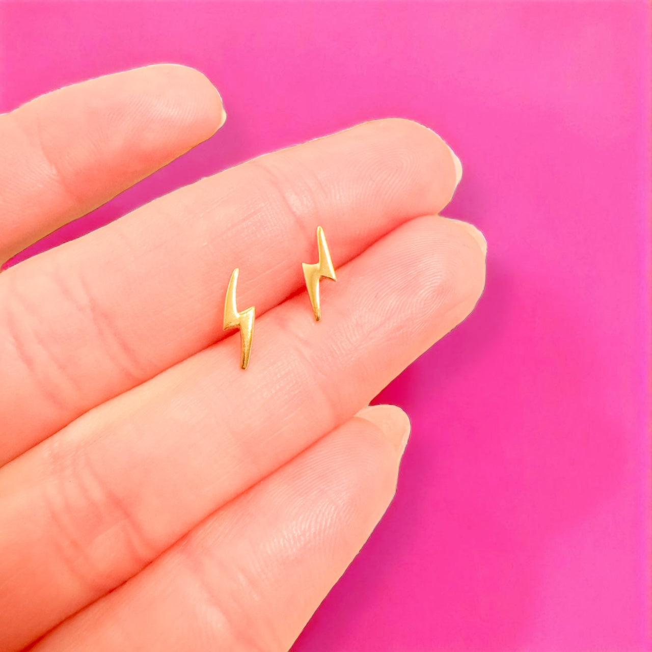 Ali Lightning Bolt Gold Stud Earrings - Razzle and Rose Jewellery