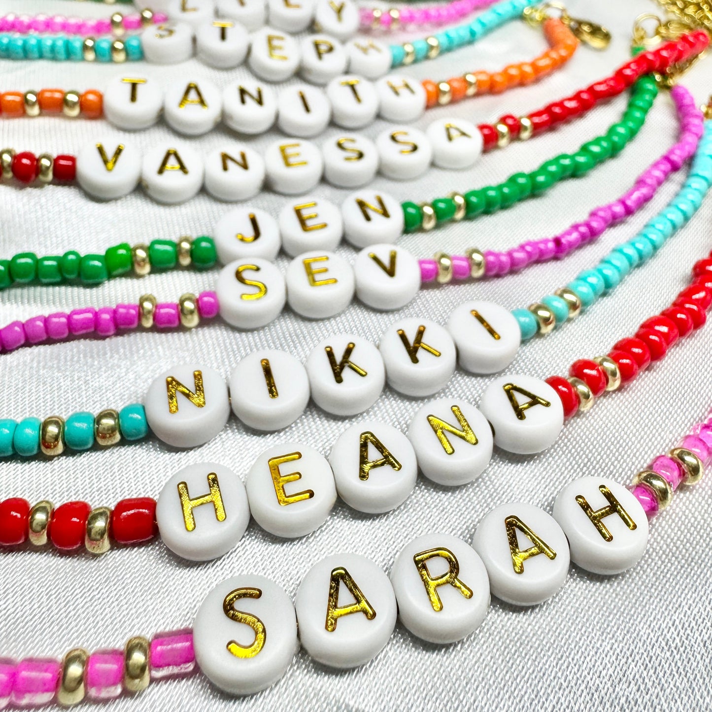 Remi Personalised Name Bead Bracelet - Razzle and Rose Jewellery