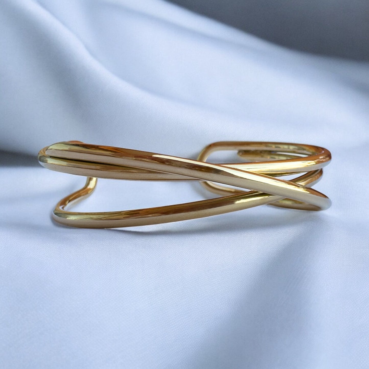 Natalia Gold Chunky Cuff Bracelet | Adjustable - Razzle and Rose Jewellery
