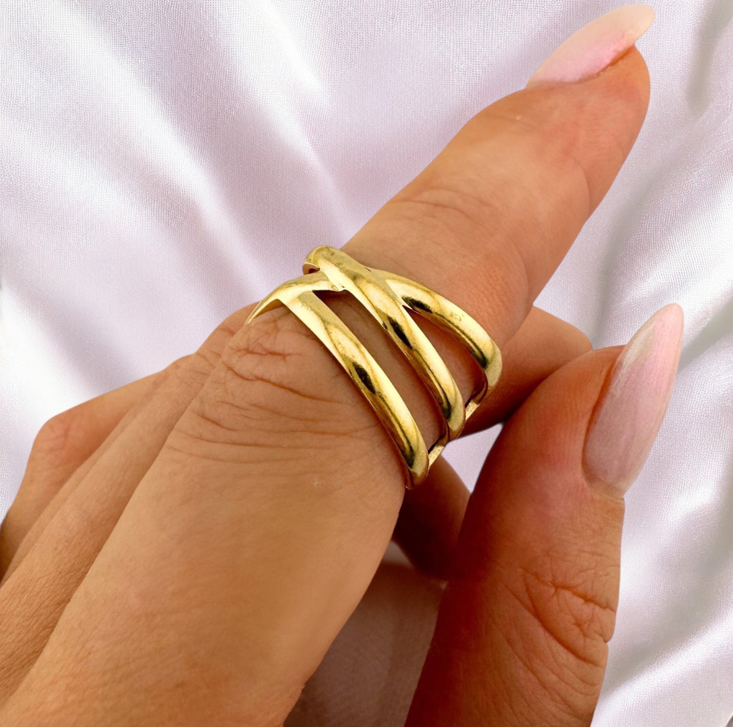 Lyra Gold Twisted Effect Ring | Adjustable - Razzle and Rose Jewellery