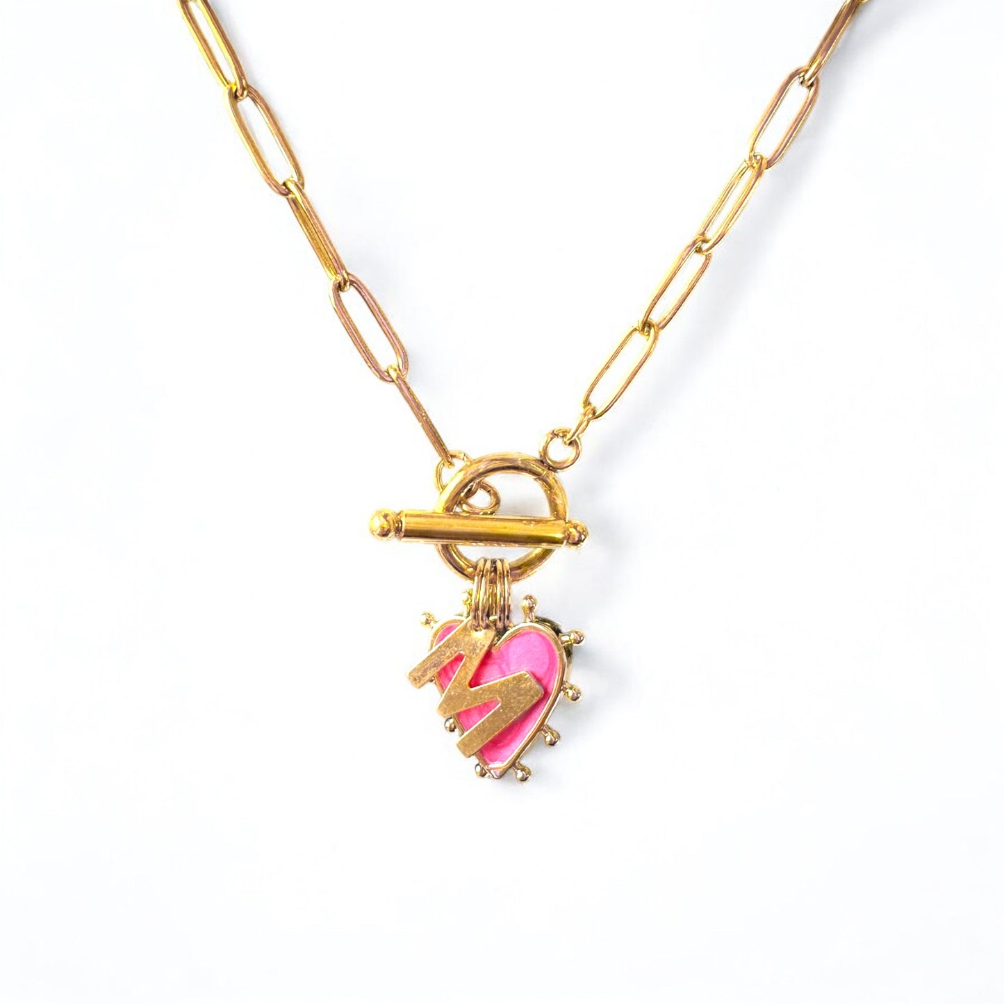 Charlotte Gold Charm Paperclip Chain Necklace | Pink | White | Lilac | Aqua | Choose Your Charms - Razzle and Rose Jewellery