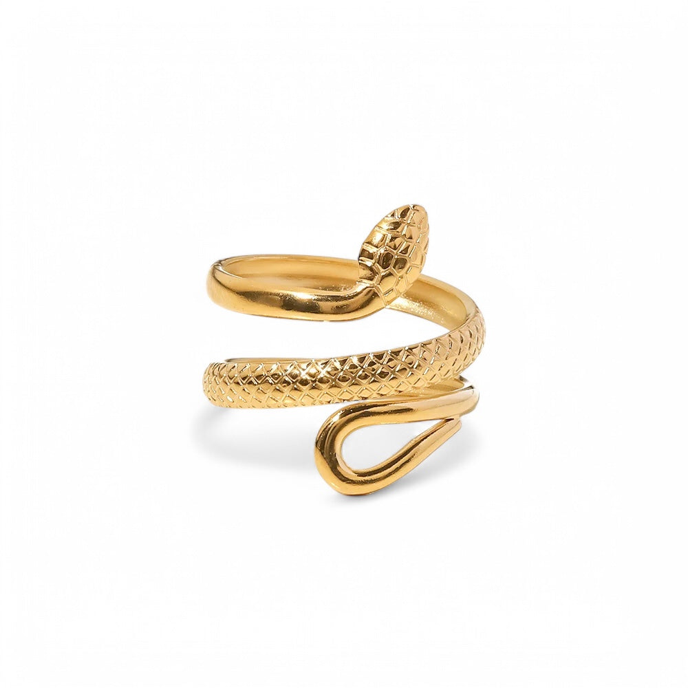 Maya Gold Textured Snake Ring | Adjustable - Razzle and Rose Jewellery