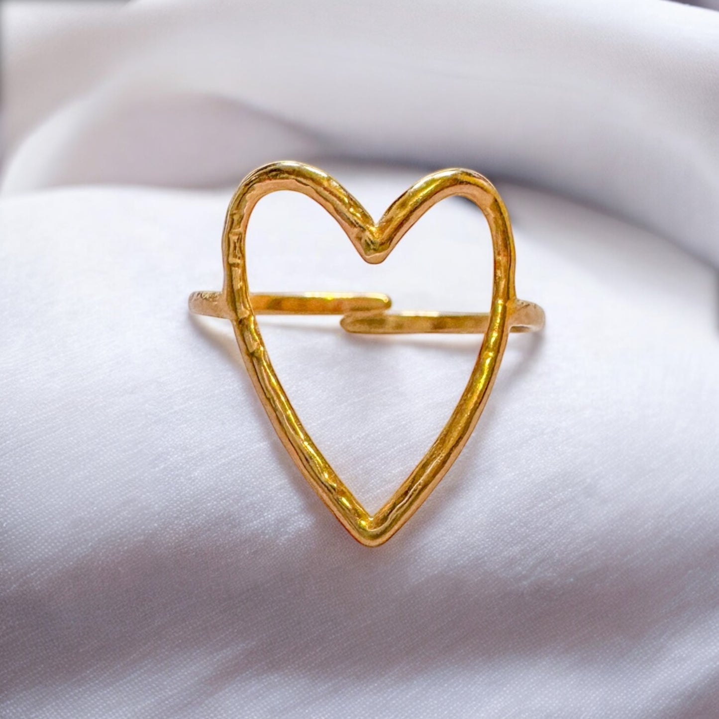 Ava Gold Heart Ring | Adjustable