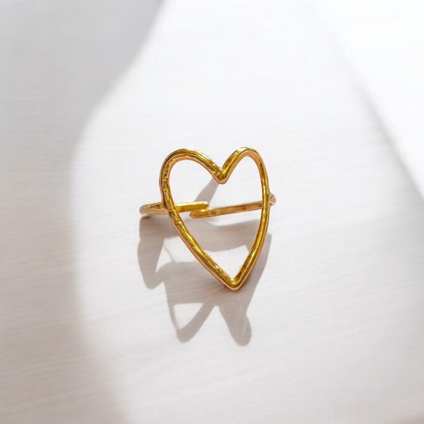 Ava Gold Heart Ring | Adjustable