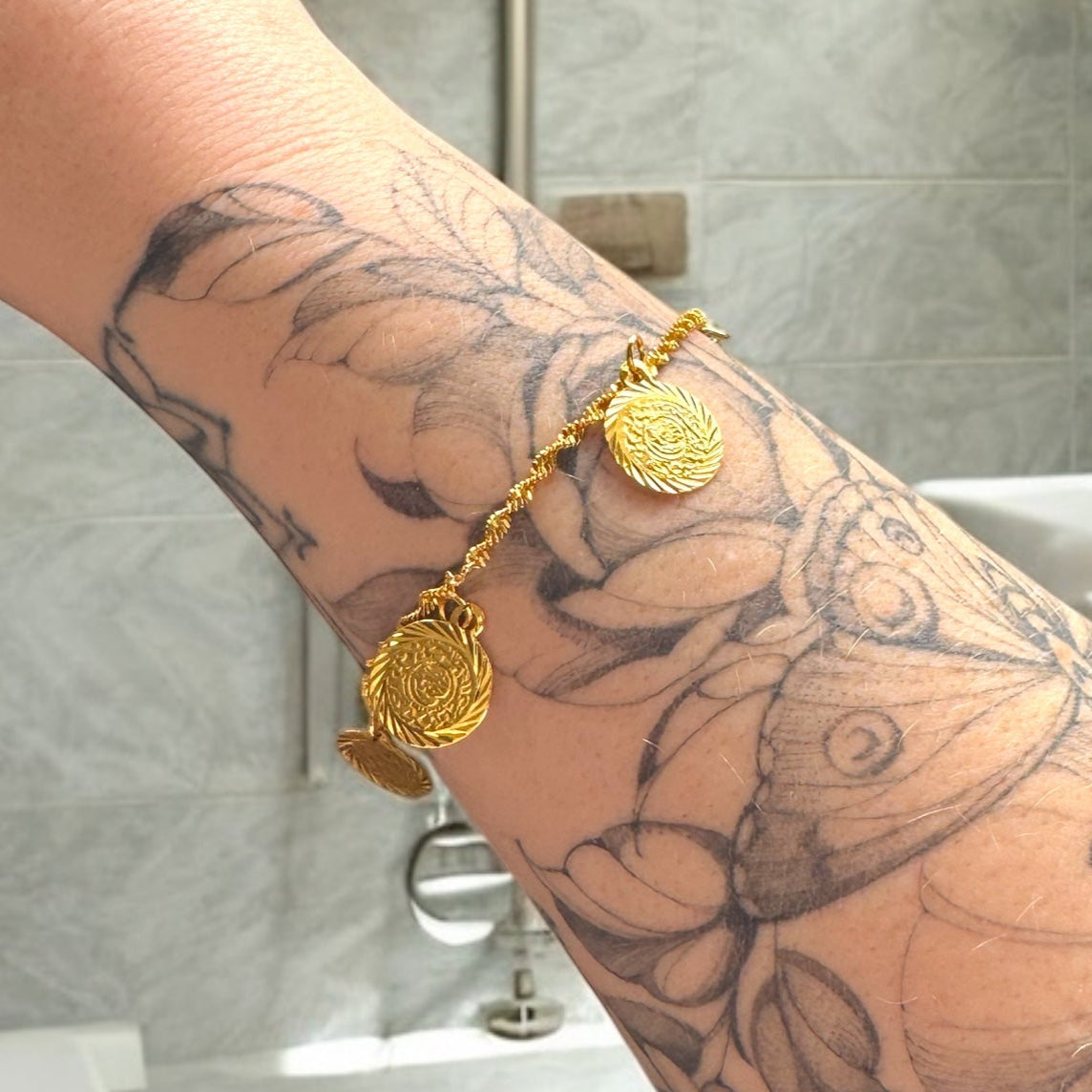 Verona Gold Coin Charm Bracelet - Razzle and Rose Jewellery