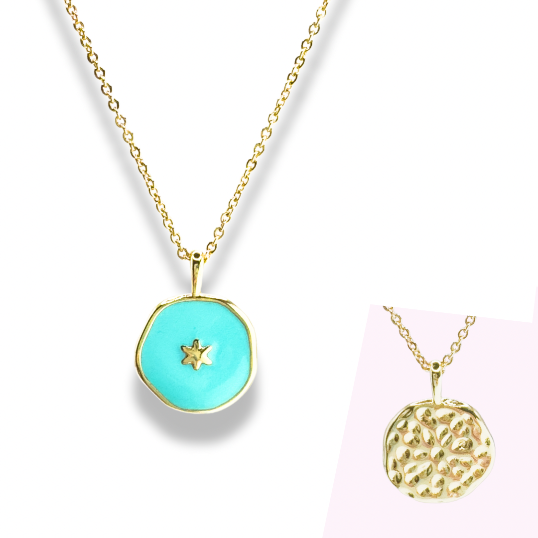 Freya Gold Reversible Pendant Necklace | Aqua