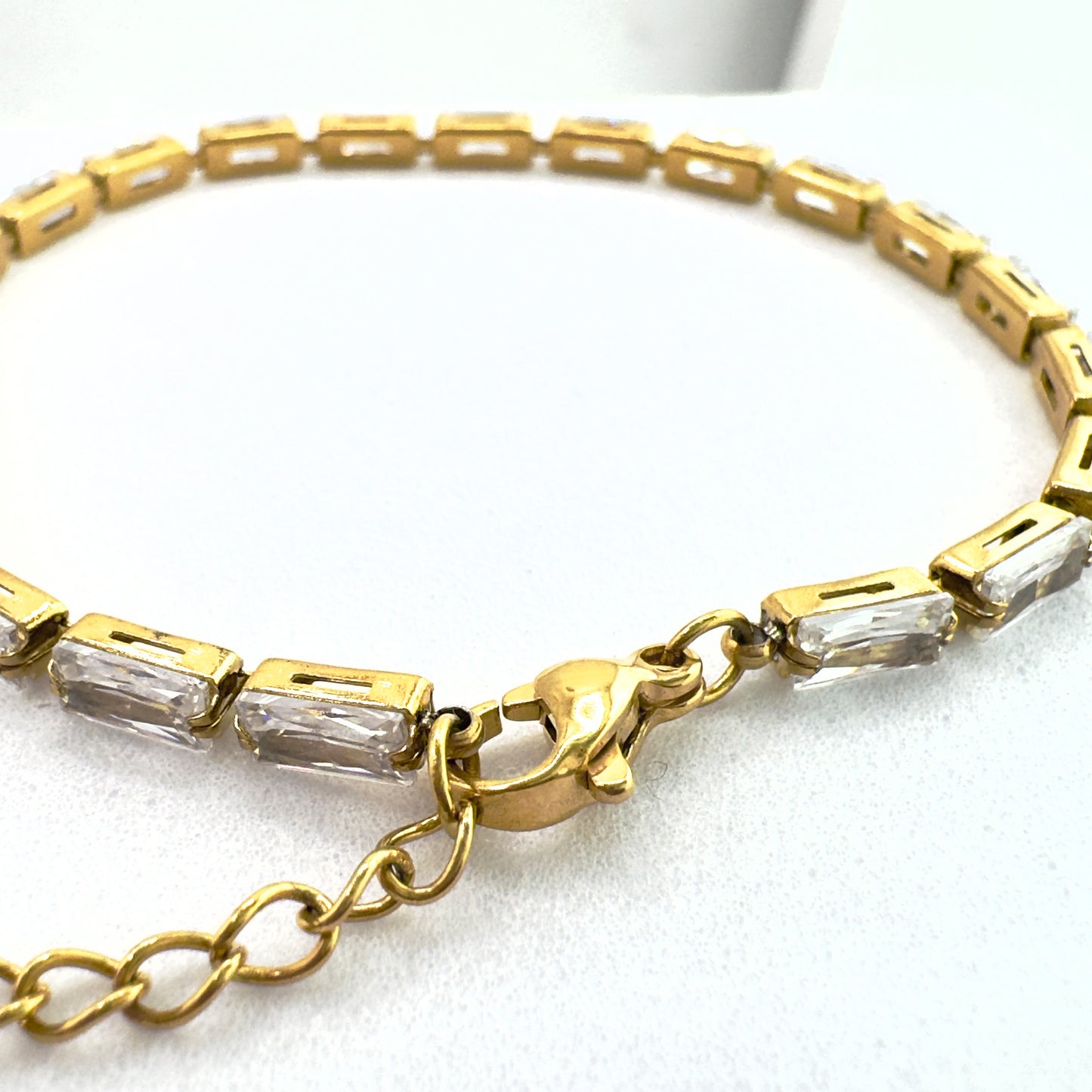 Linzi CZ Gem Link Gold Plated Tennis Bracelet | Clear | Multi Clear Gemstone Bracelets Razzle + Rose