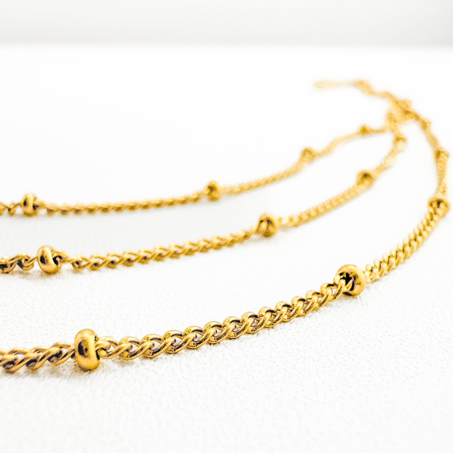 Lumi Gold Triple Chain Satellite Bead Bracelet - Razzle and Rose Jewellery
