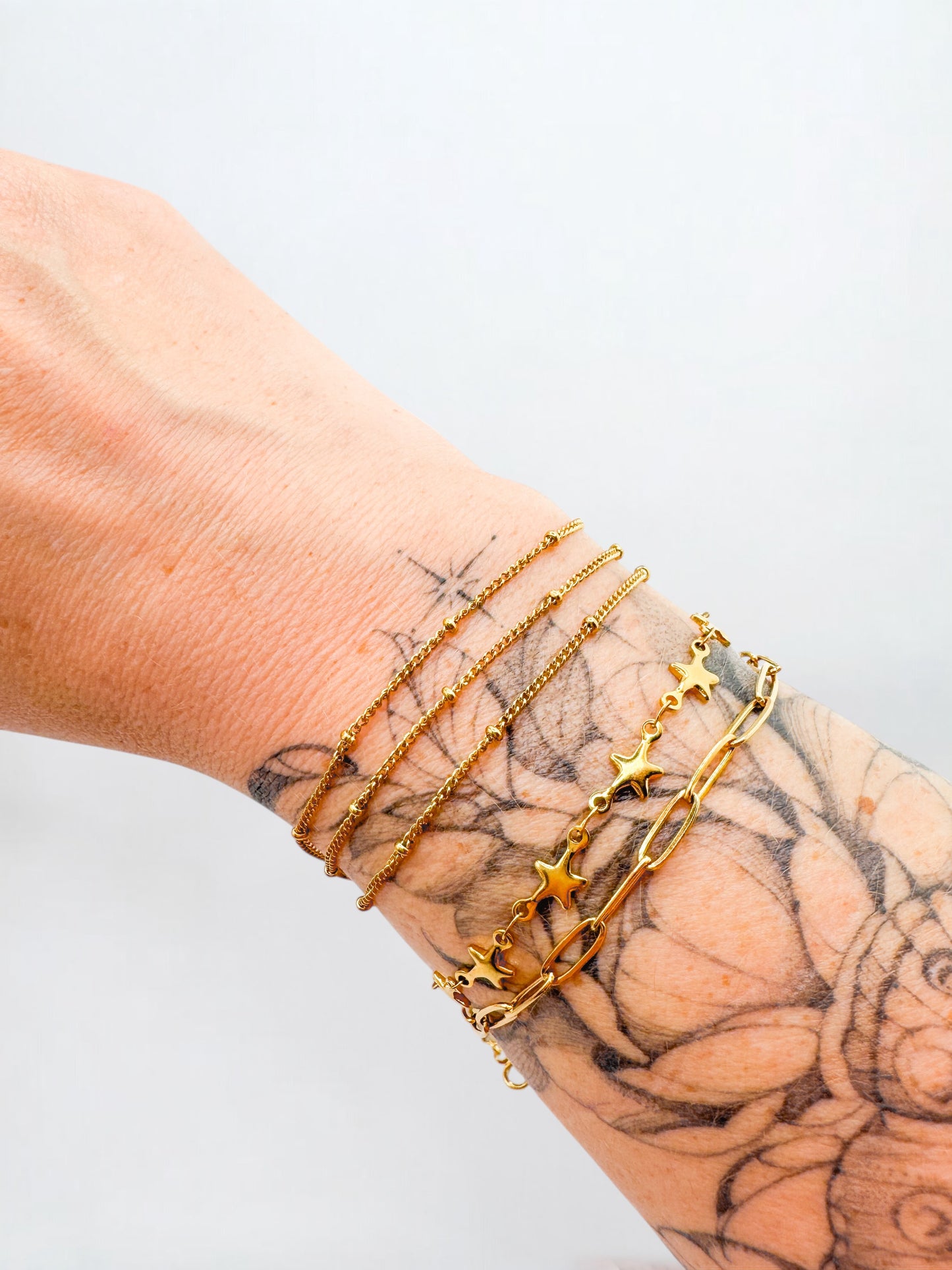 Lumi Gold Triple Chain Satellite Bead Bracelet - Razzle and Rose Jewellery