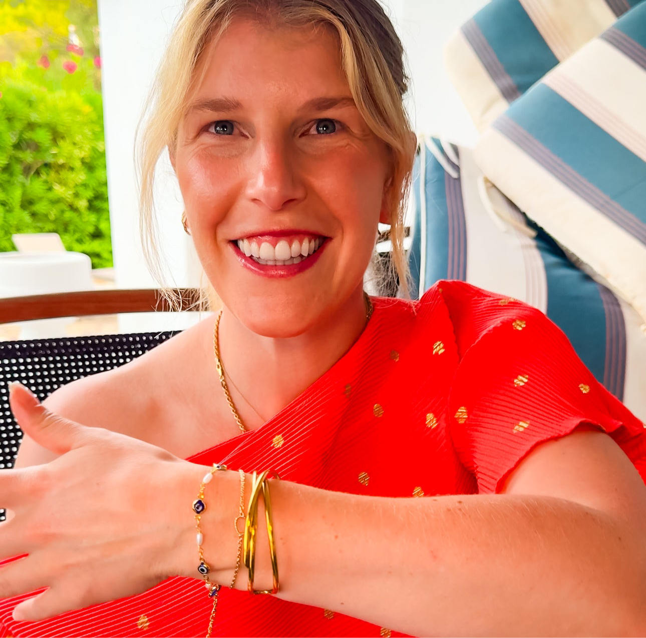 Natalia Chunky Gold Bangle Bracelet | Adjustable