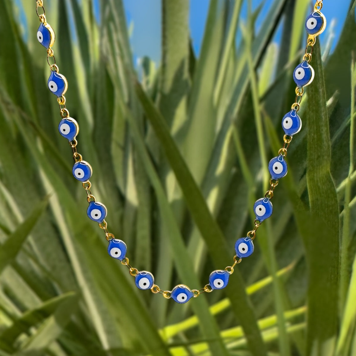 Sia Gold Evil Eye Chain Necklace - Razzle and Rose Jewellery