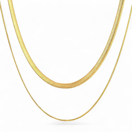 Sonrisa Gold Stacked Effect Double Chain Necklace - Razzle and Rose Jewellery