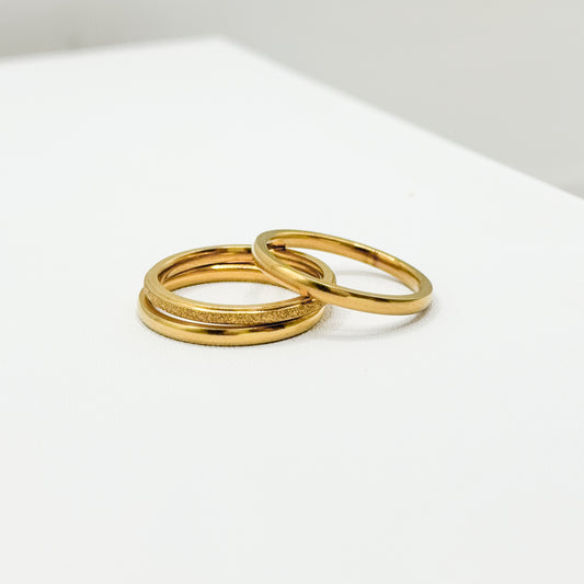 set of three gold stacking rings