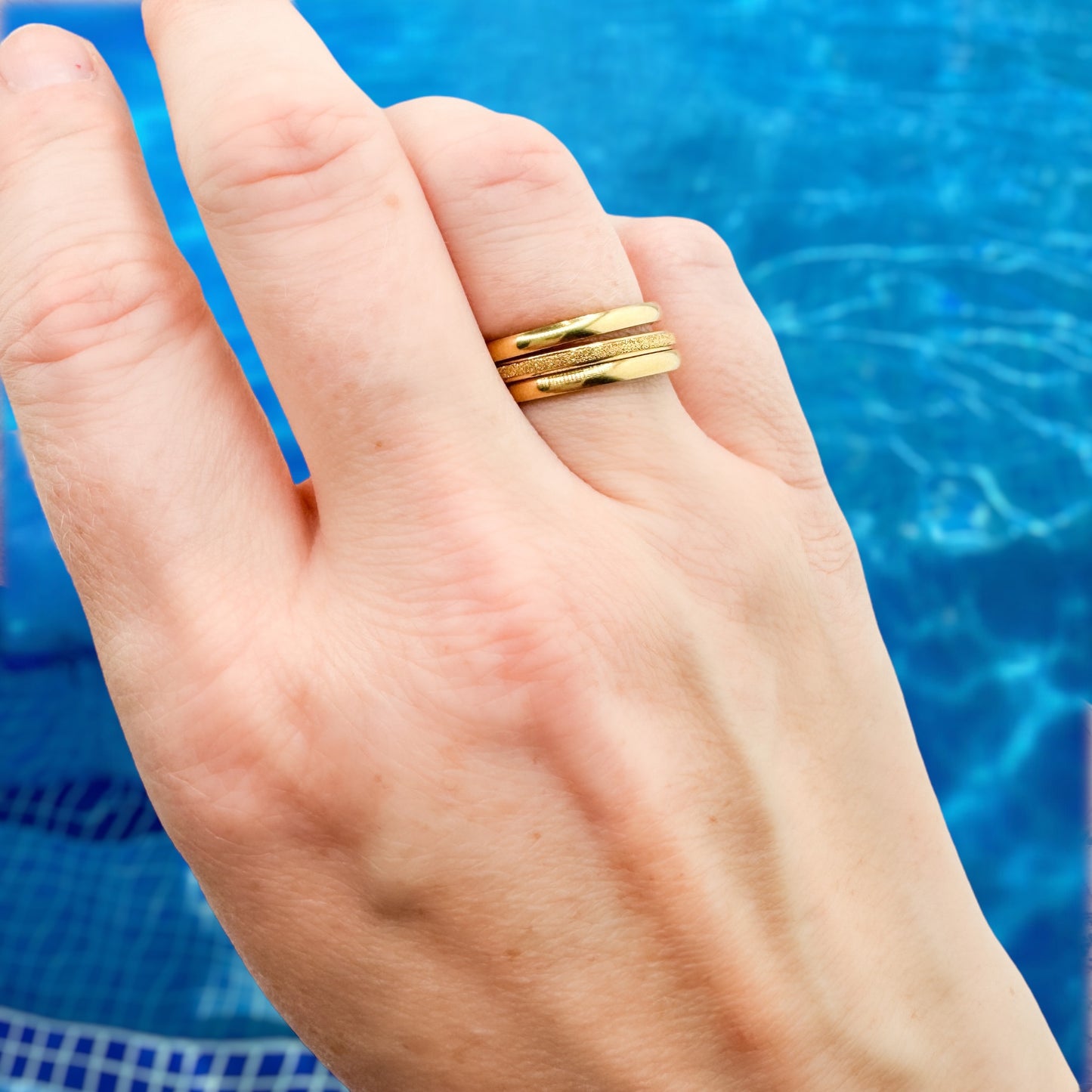Tia Gold Triple Ring Stack | 3 Piece Set