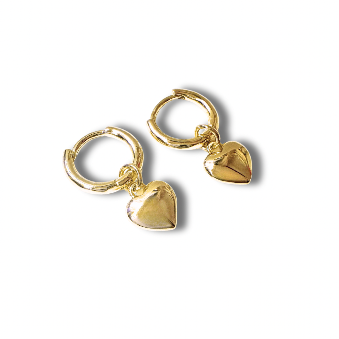 Bea Gold Heart Charm Small Hoop Earrings