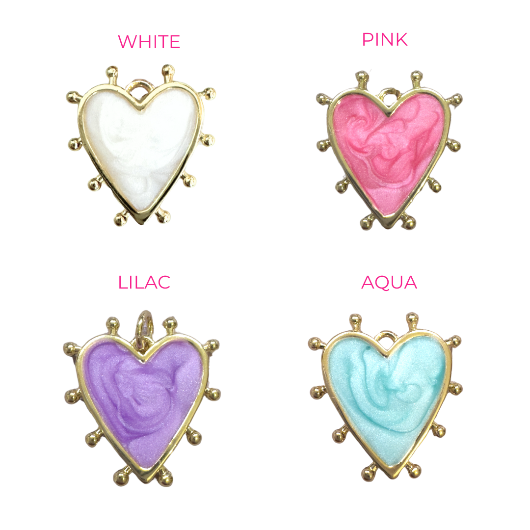 Arabella Heart Initial Gold Charm Bracelet | White | Pink | Lilac | Aqua | Choose Your Charms