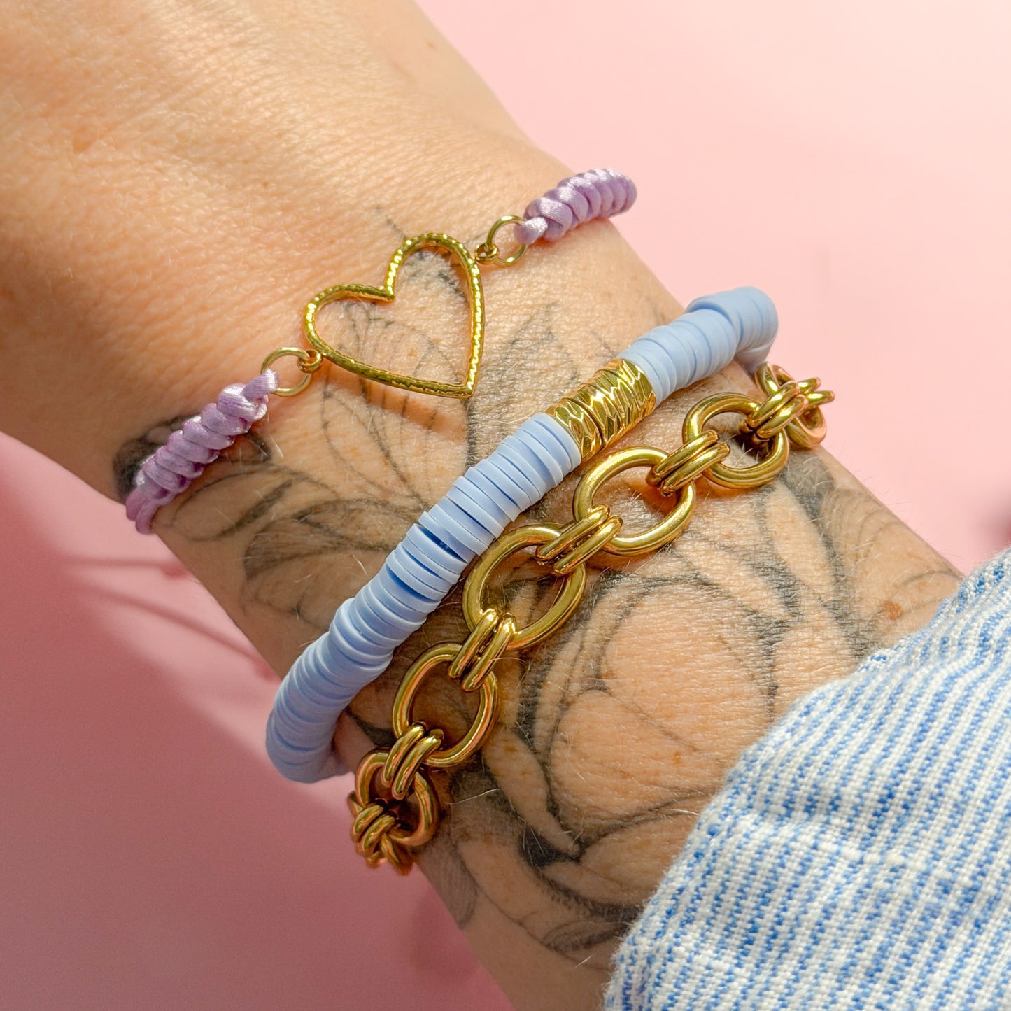 Palma Gold Heart Colourful Cord Bracelet | Adjustable Fit
