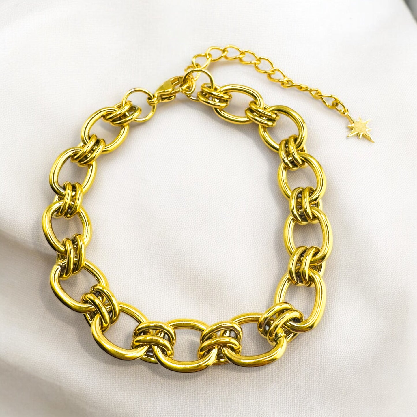 Stella Chunky Double Link Gold Chain Bracelet Default Title Chain Bracelets Razzle and Rose