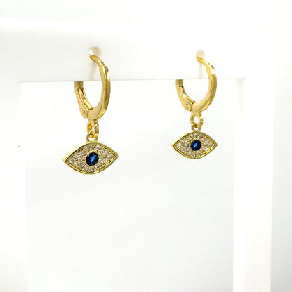 Heana Gold Gemstone Evil Eye Small Hoop Earrings - Razzle and Rose Jewellery