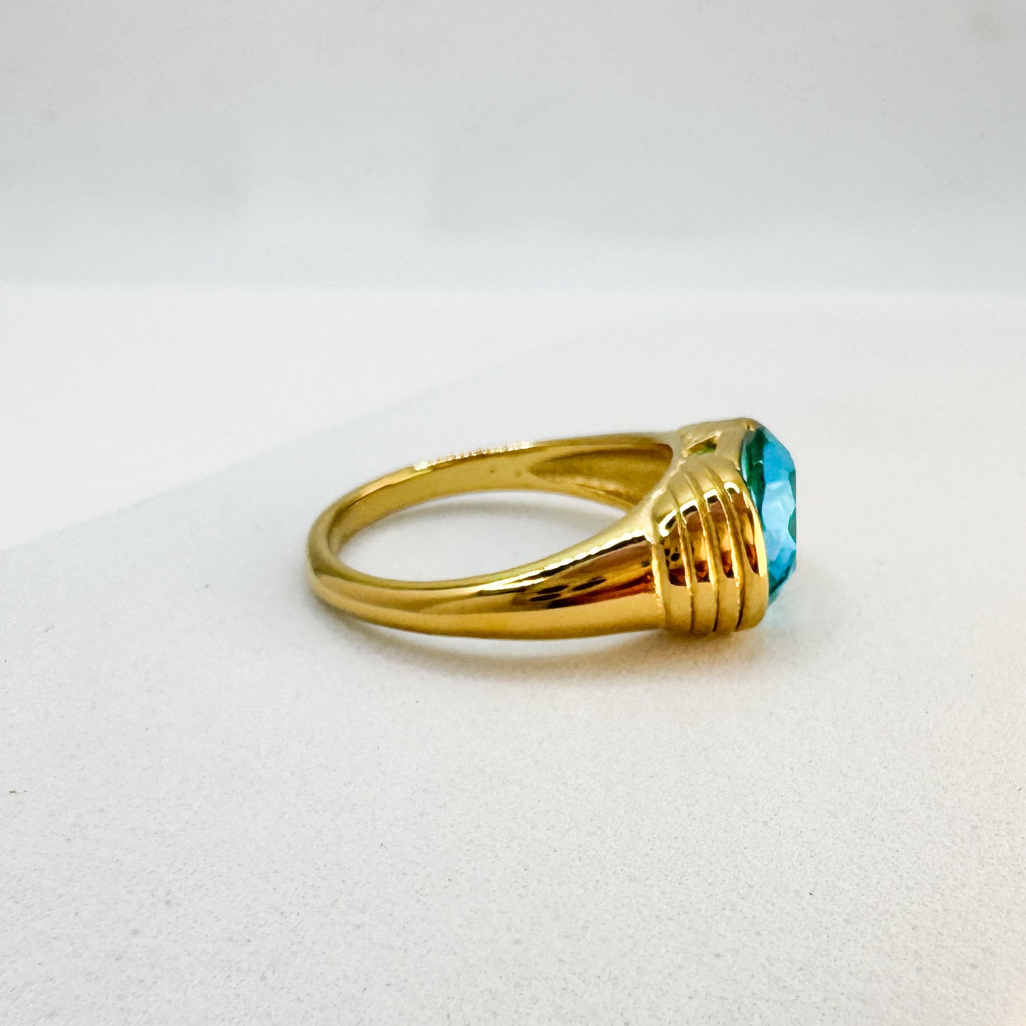 Saffy Blue Gemstone Statement Ring