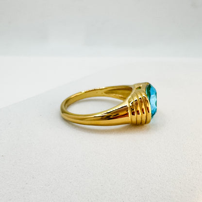 Saffy Blue Gemstone Statement Ring