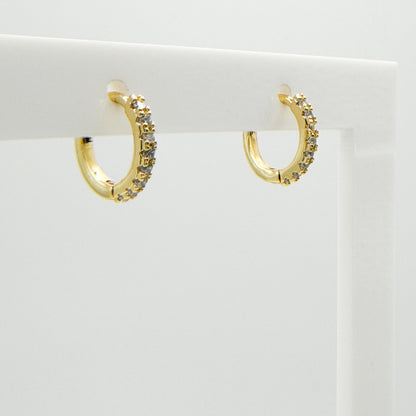 Camila Gold Gemstone Huggies | Clear | Magenta | Rainbow | Emerald Green - Razzle and Rose Jewellery