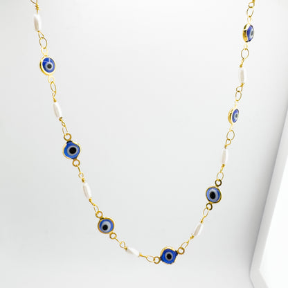 Tula Gold Evil Eye Rosary Chain Necklace - Razzle and Rose Jewellery