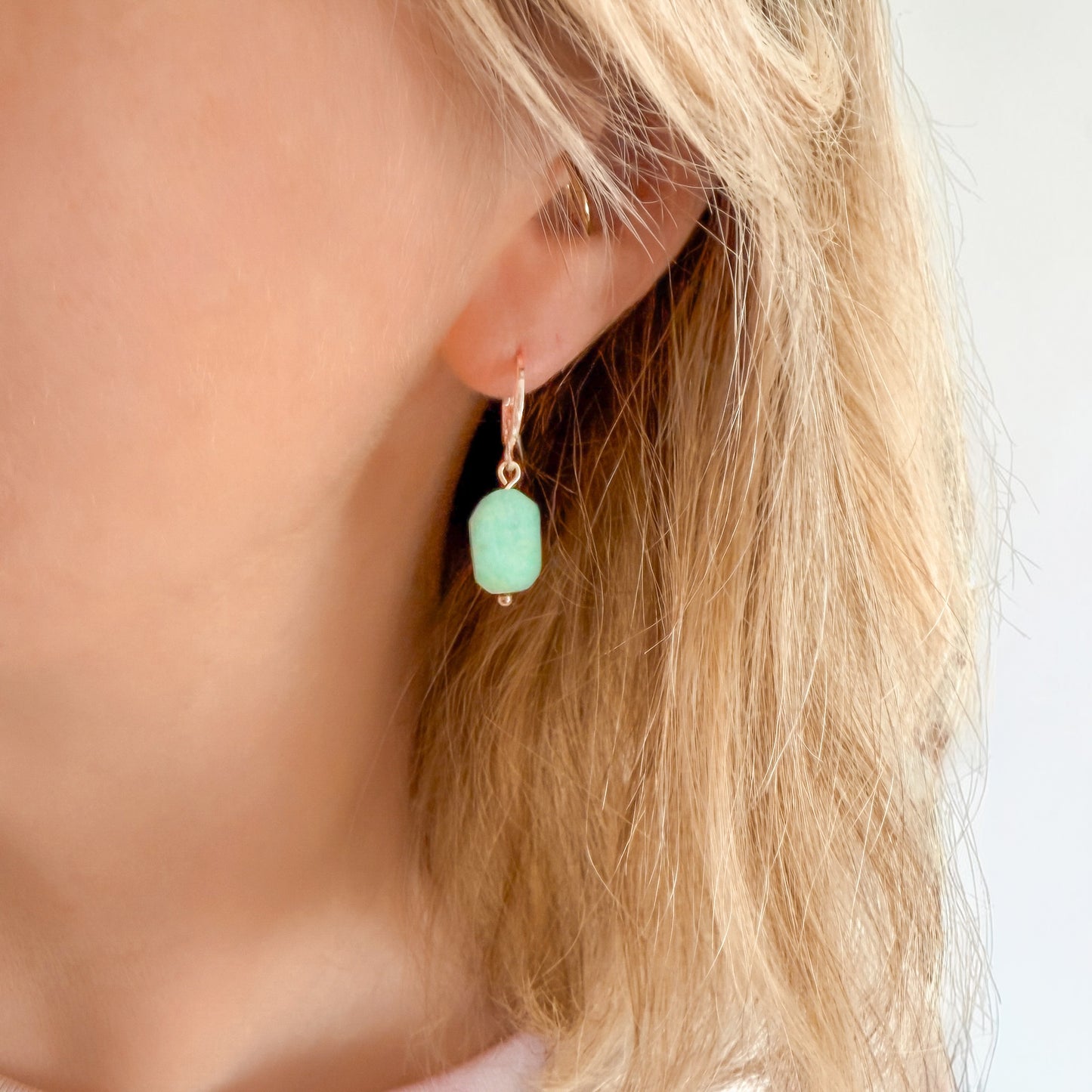 Nassau Amazonite Gemstone Silver Hoop Earrings