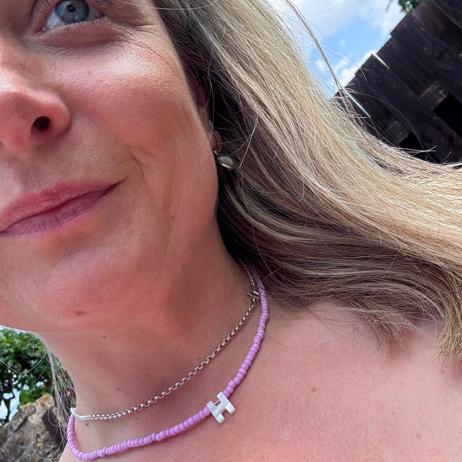 Catalina Shell Initial Beaded Necklace