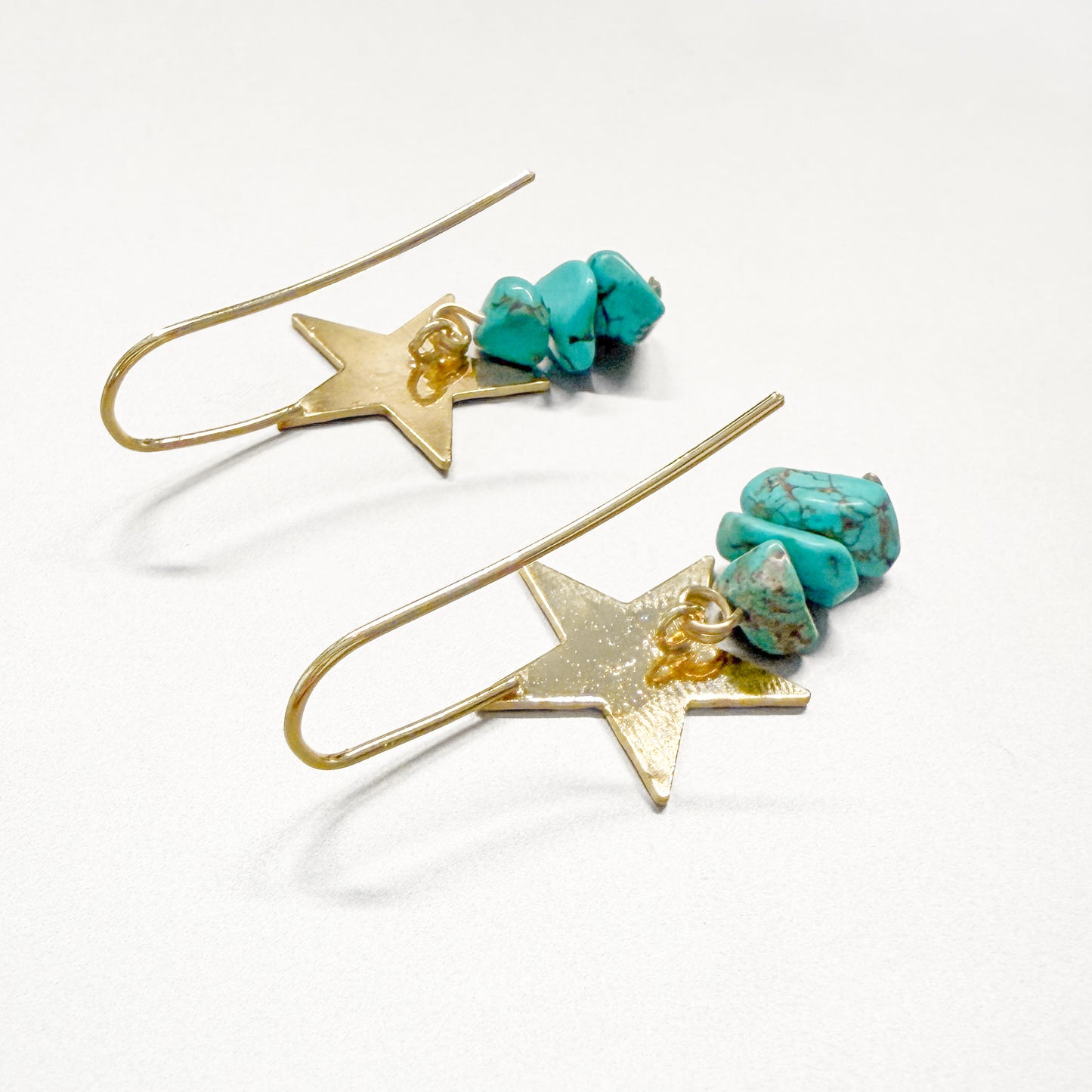 Island Turquoise Gemstone Gold Star Earrings