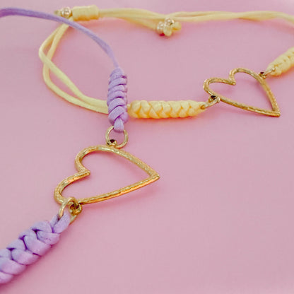 Palma Gold Heart Colourful Cord Bracelet | Adjustable Fit