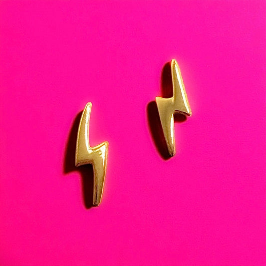 Ali Lightning Bolt Gold Stud Earrings - Razzle and Rose Jewellery