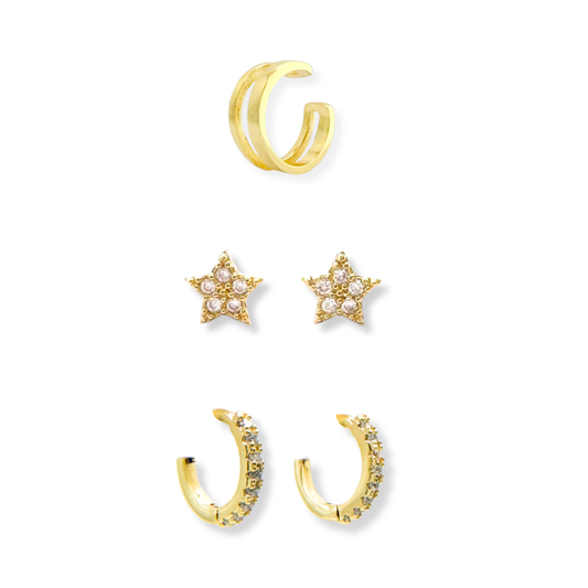 The Sparkle Earring Gift Set | Studs, Hoops + Ear Cuff Bundle - Save 20%