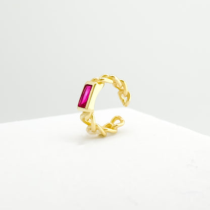 Priya Gold Vermeil Pink Gemstone Ear Cuff - Razzle and Rose Jewellery