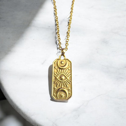 Mila Gold Celestial Pendant Necklace - Razzle and Rose Jewellery