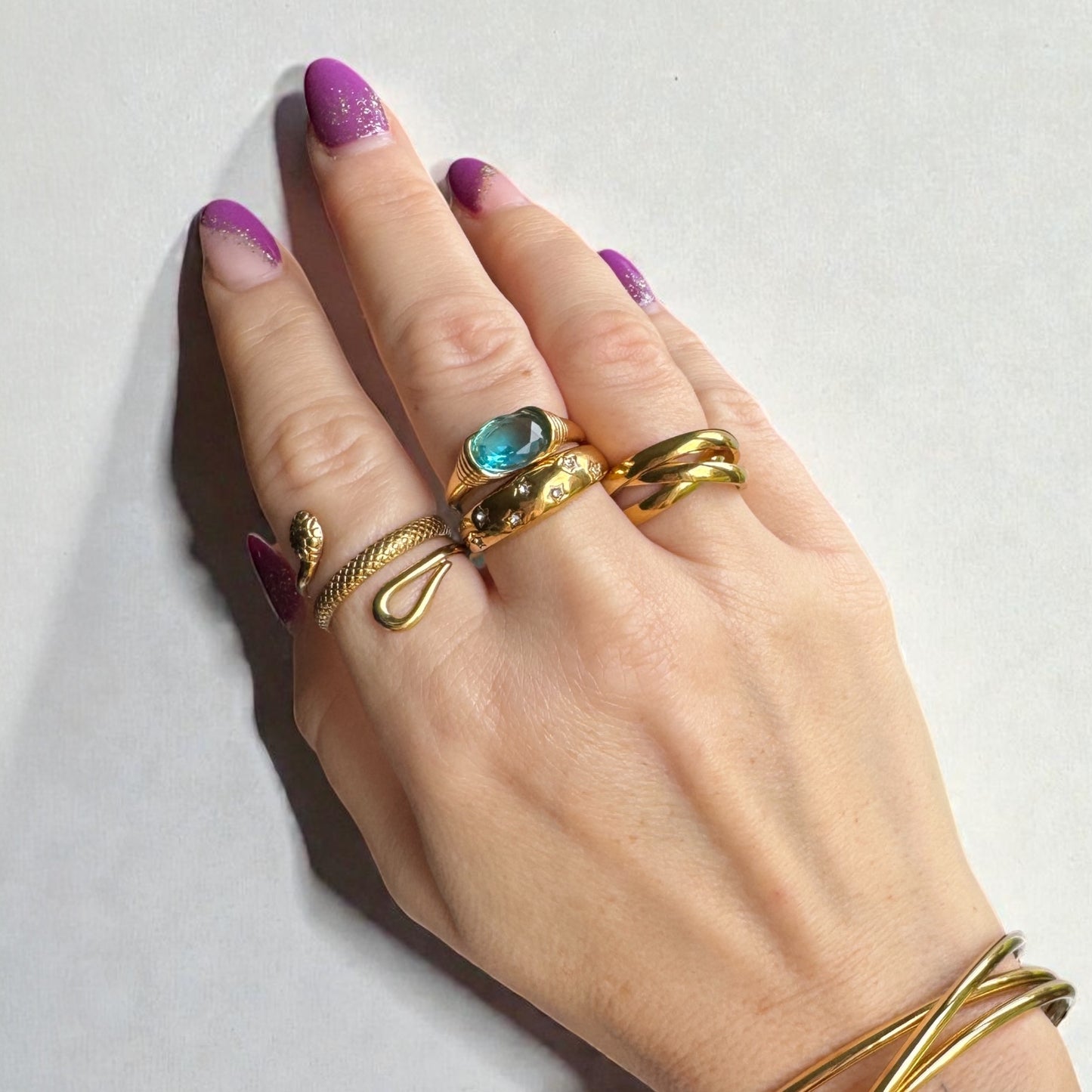 Saffy Blue Gemstone Statement Ring