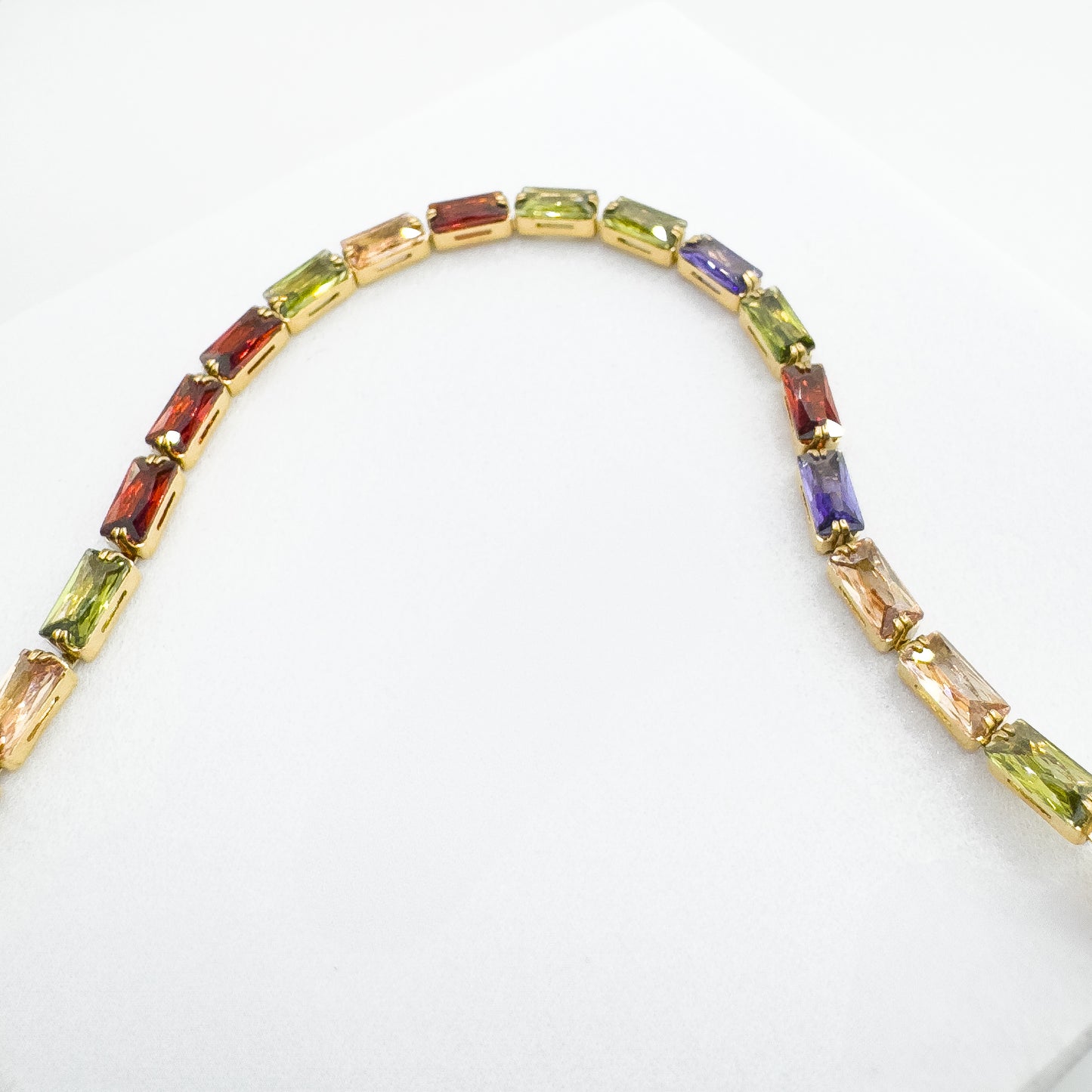 Linzi Crystal Gemstone Gold Tennis Bracelet | Multicolour Default Title Gemstone Bracelets Razzle and Rose