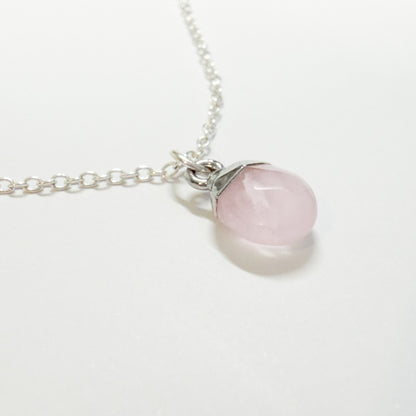 Sterling Silver Rose Quartz Pendant Necklace