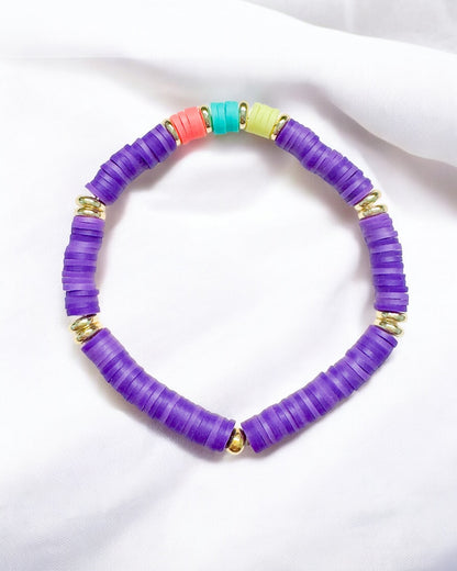 Rio Purple Heishi Clay Bead Bracelet - Razzle and Rose Jewellery