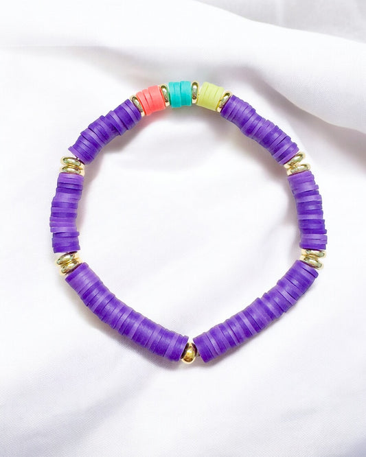 Rio Purple Heishi Clay Bead Bracelet