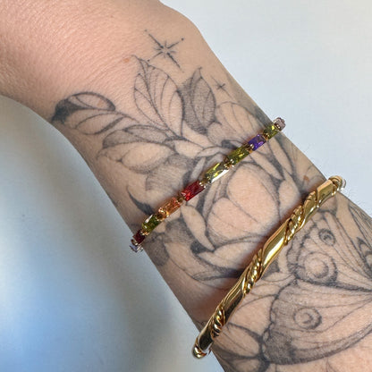 Linzi Gold Gemstone Tennis Bracelet | Multicolour