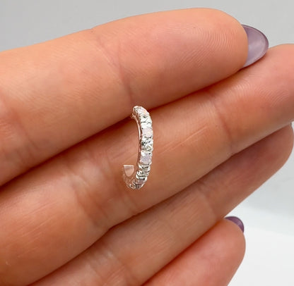 Rosie Pink Opal and CZ Gemstone Silver Hoop Earrings