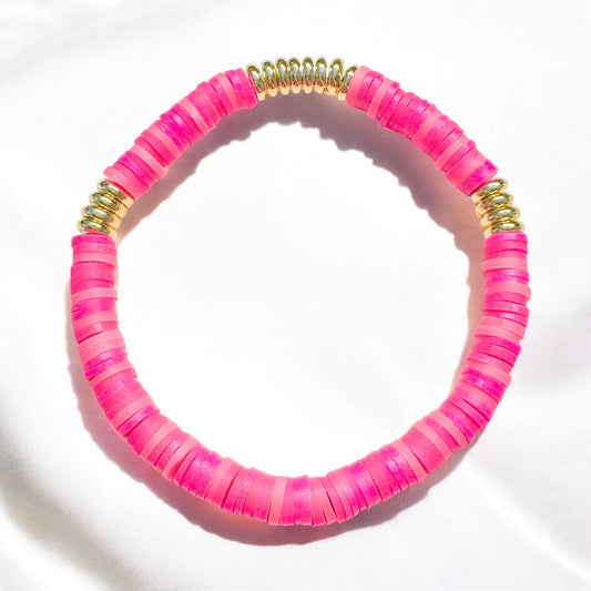 Palermo Pink Heishi Clay Bead Bracelet