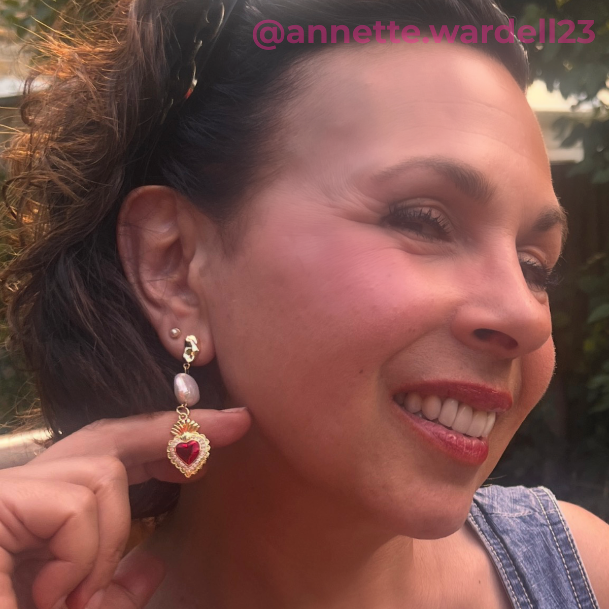 Clara Gold Pearl & Heart Statement Earrings