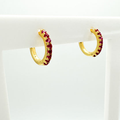 Camila Gold Gemstone Huggies | Clear | Magenta | Rainbow | Emerald Green - Razzle and Rose Jewellery