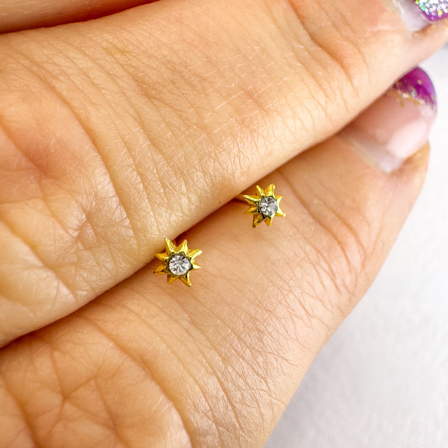 Cara Starburst Mini Gold Stud Earrings