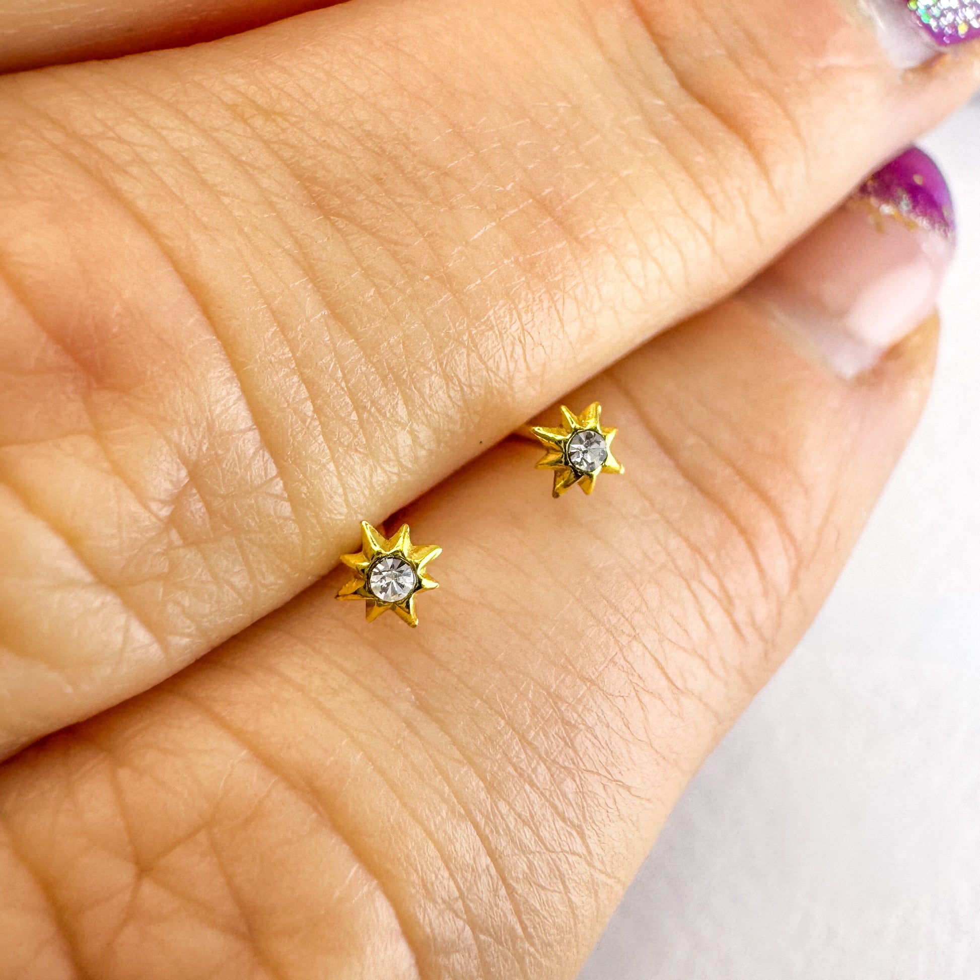 Cara Starburst Mini Gold Stud Earrings